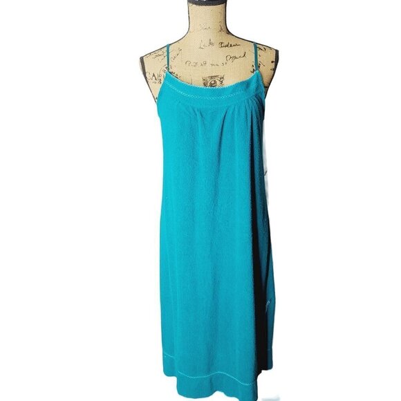 Vintage Dresses & Skirts - Vintage 70s Blue Terry Cloth Sun Dress Swimsuit Cover